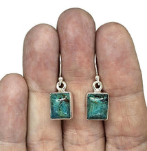Load image into Gallery viewer, Chrysocolla Earrings, Rectangle Shaped, Sterling Silver, Green Blue Gemstone - GemzAustralia 