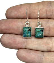 Load image into Gallery viewer, Chrysocolla Earrings, Rectangle Shaped, Sterling Silver, Green Blue Gemstone - GemzAustralia 