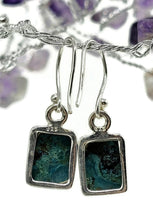 Load image into Gallery viewer, Chrysocolla Earrings, Rectangle Shaped, Sterling Silver, Green Blue Gemstone - GemzAustralia 