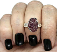 Load image into Gallery viewer, Raw Garnet Ring, Size O, Sterling Silver, Rough Gemstone, January Birthstone - GemzAustralia 