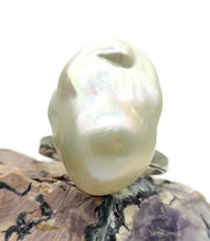 Load image into Gallery viewer, Flameball / Fireball Pearl Ring, Size S, Sterling Silver, Adjustable, June Birthstone - GemzAustralia 