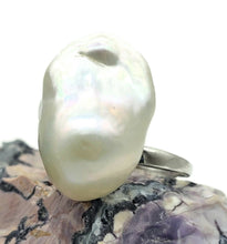 Load image into Gallery viewer, Flameball / Fireball Pearl Ring, Size S, Sterling Silver, Adjustable, June Birthstone - GemzAustralia 