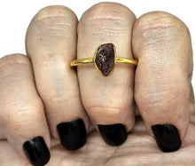 Load image into Gallery viewer, Rough Garnet Ring, Size 12, January Birthstone, Gold Plated Sterling Silver, Raw Gemstone - GemzAustralia 