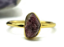 Load image into Gallery viewer, Rough Garnet Ring, Size 12, January Birthstone, Gold Plated Sterling Silver, Raw Gemstone - GemzAustralia 