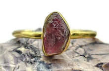 Load image into Gallery viewer, Rough Garnet Ring, Size 12, January Birthstone, Gold Plated Sterling Silver, Raw Gemstone - GemzAustralia 