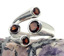 Load image into Gallery viewer, Four Stone Garnet Ring, Size P, Sterling Silver, Multi-gemstone Ring, January Birthstone - GemzAustralia 