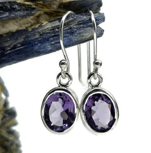 Load image into Gallery viewer, Oval faceted Amethyst Earrings, Sterling Silver, February Birthstone, Spiritual Gem - GemzAustralia 