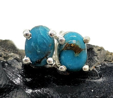 Load image into Gallery viewer, Blue Turquoise Studs, Sterling Silver, Oval Shaped, Copper Turquoise, Protection Stone - GemzAustralia 