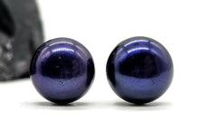 Load image into Gallery viewer, Blue Purple Freshwater Pearl Studs, June Birthstone, Sterling Silver, 10mm, Natural Pearls - GemzAustralia 