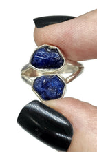 Load image into Gallery viewer, Raw Blue Sapphire Ring, September Birthstone, Size O/7, Sterling Silver, Rough Gemstones - GemzAustralia 