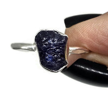 Load image into Gallery viewer, Rough Sapphire Ring, Size S, September Birthstone, Sterling Silver, Raw Blue Sapphire - GemzAustralia 