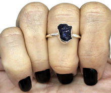 Load image into Gallery viewer, Rough Sapphire Ring, Size S, September Birthstone, Sterling Silver, Raw Blue Sapphire - GemzAustralia 