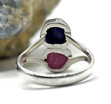 Load image into Gallery viewer, Raw Ruby &amp; Raw Sapphire Ring, Size S, July / September Birthstones, Sterling Silver - GemzAustralia 