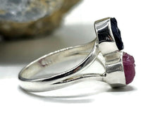 Load image into Gallery viewer, Raw Ruby &amp; Raw Sapphire Ring, Size S, July / September Birthstones, Sterling Silver - GemzAustralia 