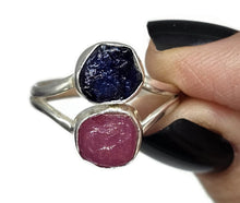 Load image into Gallery viewer, Raw Ruby &amp; Raw Sapphire Ring, Size S, July / September Birthstones, Sterling Silver - GemzAustralia 
