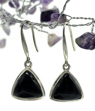 Load image into Gallery viewer, Triangle Black Onyx Earrings, Sterling Silver, Leo and Capricorn Zodiac Gemstone - GemzAustralia 