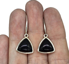 Load image into Gallery viewer, Triangle Black Onyx Earrings, Sterling Silver, Leo and Capricorn Zodiac Gemstone - GemzAustralia 