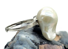 Load image into Gallery viewer, Flameball / Fireball Pearl Ring, Size S, Sterling Silver, Adjustable, June Birthstone - GemzAustralia 