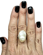 Load image into Gallery viewer, Flameball / Fireball Pearl Ring, Size S, Sterling Silver, Adjustable, June Birthstone - GemzAustralia 