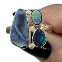 Load image into Gallery viewer, Australian Opal Ring, Size Q, Three Stone Ring, Sterling Silver, Aura Gem, Psychic Gem - GemzAustralia 