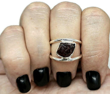 Load image into Gallery viewer, Garnet Ring, Size N, January Birthstone, Double Band Ring, Sterling Silver, Raw Gemstone - GemzAustralia 
