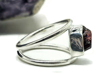 Load image into Gallery viewer, Garnet Ring, Size N, January Birthstone, Double Band Ring, Sterling Silver, Raw Gemstone - GemzAustralia 
