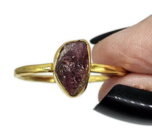 Load image into Gallery viewer, Rough Garnet Ring, Size 12, January Birthstone, Gold Plated Sterling Silver, Raw Gemstone - GemzAustralia 