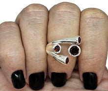 Load image into Gallery viewer, Four Stone Garnet Ring, Size P, Sterling Silver, Multi-gemstone Ring, January Birthstone - GemzAustralia 