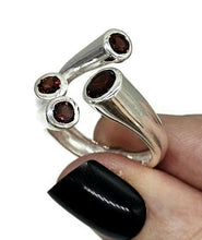 Load image into Gallery viewer, Four Stone Garnet Ring, Size P, Sterling Silver, Multi-gemstone Ring, January Birthstone - GemzAustralia 