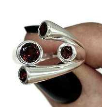 Load image into Gallery viewer, Four Stone Garnet Ring, Size P, Sterling Silver, Multi-gemstone Ring, January Birthstone - GemzAustralia 