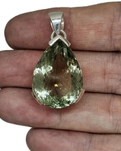 Load image into Gallery viewer, Prasiolite Pendant, Green Amethyst Gemstone, 34 carats, Sterling Silver, Pear Design - GemzAustralia 