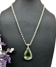 Load image into Gallery viewer, Prasiolite Pendant, Green Amethyst Gemstone, 34 carats, Sterling Silver, Pear Design - GemzAustralia 