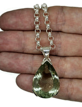 Load image into Gallery viewer, Prasiolite Pendant, Green Amethyst Gemstone, 34 carats, Sterling Silver, Pear Design - GemzAustralia 