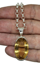 Load image into Gallery viewer, Massive Statement Citrine Pendant, Sterling Silver, 36 carats, Oval Facet, November Birth - GemzAustralia 