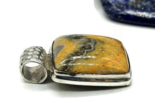 Load image into Gallery viewer, Bumblebee Pendant, Eclipse Jasper, Sterling Silver, Square Shaped, Yellow Orange Black - GemzAustralia 