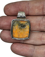 Load image into Gallery viewer, Bumblebee Pendant, Eclipse Jasper, Sterling Silver, Square Shaped, Yellow Orange Black - GemzAustralia 