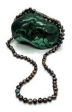 Load image into Gallery viewer, Black Peacock Baroque Pearl Necklace in a natural Purple Green Colour, Sterling Silver - GemzAustralia 