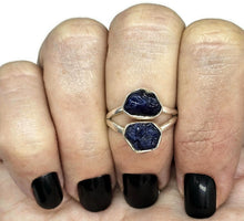 Load image into Gallery viewer, Raw Blue Sapphire Ring, September Birthstone, Size O/7, Sterling Silver, Rough Gemstones - GemzAustralia 
