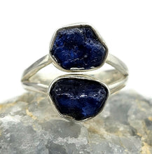 Load image into Gallery viewer, Raw Blue Sapphire Ring, September Birthstone, Size O/7, Sterling Silver, Rough Gemstones - GemzAustralia 