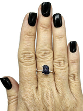 Load image into Gallery viewer, Rough Sapphire Ring, Size S, September Birthstone, Sterling Silver, Raw Blue Sapphire - GemzAustralia 