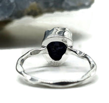 Load image into Gallery viewer, Rough Sapphire Ring, Size S, September Birthstone, Sterling Silver, Raw Blue Sapphire - GemzAustralia 