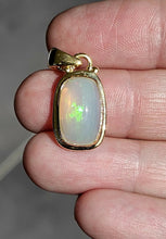 Load image into Gallery viewer, Solid Opal Pendant, 18K Gold Plated, October Birthstone, Aura Crystal, Psychic Gemstone - GemzAustralia 