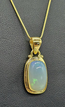 Load image into Gallery viewer, Solid Opal Pendant, 18K Gold Plated, October Birthstone, Aura Crystal, Psychic Gemstone - GemzAustralia 