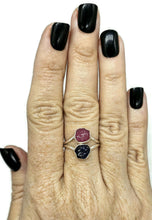 Load image into Gallery viewer, Raw Ruby &amp; Raw Sapphire Ring, Size S, July / September Birthstones, Sterling Silver - GemzAustralia 