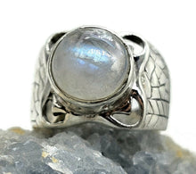 Load image into Gallery viewer, Statement Moonstone Ring, Size N, Sterling Silver, Round Cabochon, Psychic Protection - GemzAustralia 