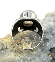 Load image into Gallery viewer, Statement Moonstone Ring, Size N, Sterling Silver, Round Cabochon, Psychic Protection - GemzAustralia 