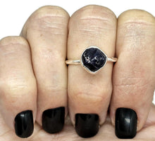 Load image into Gallery viewer, Raw Blue Sapphire Ring, Size P 1/2, September Birthstone, Sterling Silver, Rough Sapphire - GemzAustralia 