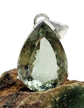 Load image into Gallery viewer, Prasiolite Pendant, Green Amethyst Gemstone, 34 carats, Sterling Silver, Pear Design - GemzAustralia 