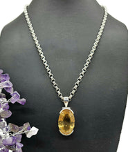 Load image into Gallery viewer, Massive Statement Citrine Pendant, Sterling Silver, 36 carats, Oval Facet, November Birth - GemzAustralia 