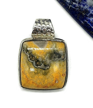 Load image into Gallery viewer, Bumblebee Pendant, Eclipse Jasper, Sterling Silver, Square Shaped, Yellow Orange Black - GemzAustralia 